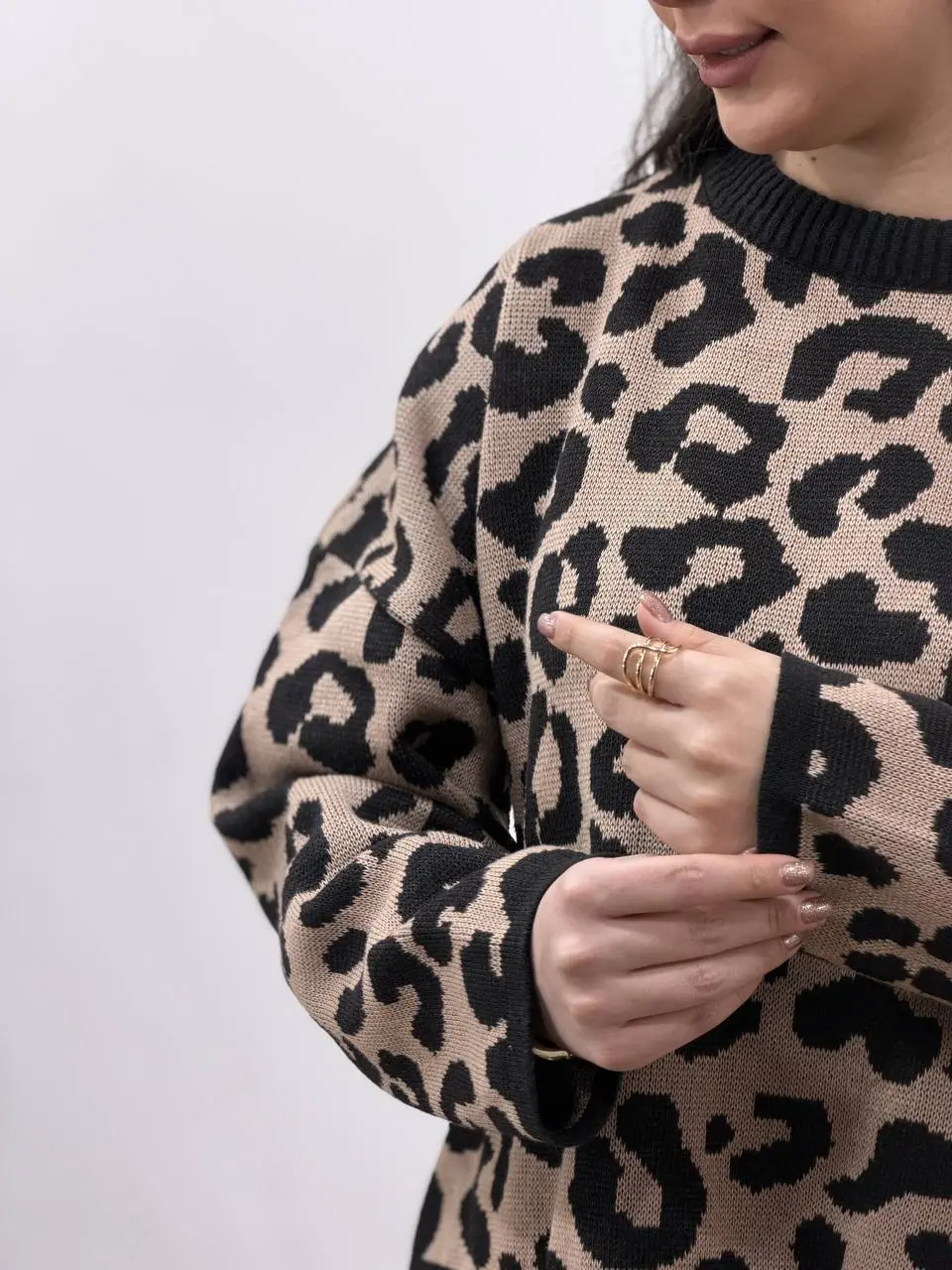 ست سارافون بلند و پلیور بافت تابان